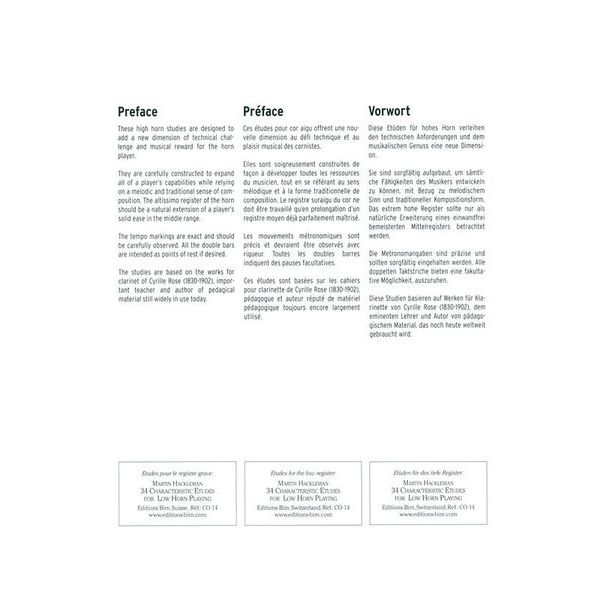 Editions Bim 21 Characteristic Etudes High