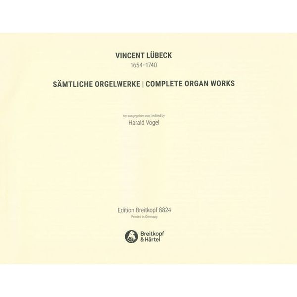 Breitkopf & Hrtel Lübeck Smtliche Orgelwerke
