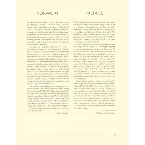 Brenreiter Bach 3 Sonaten for 2 Flöten