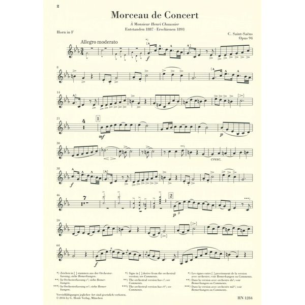 Henle Verlag Saint-Sans Morceau Concert