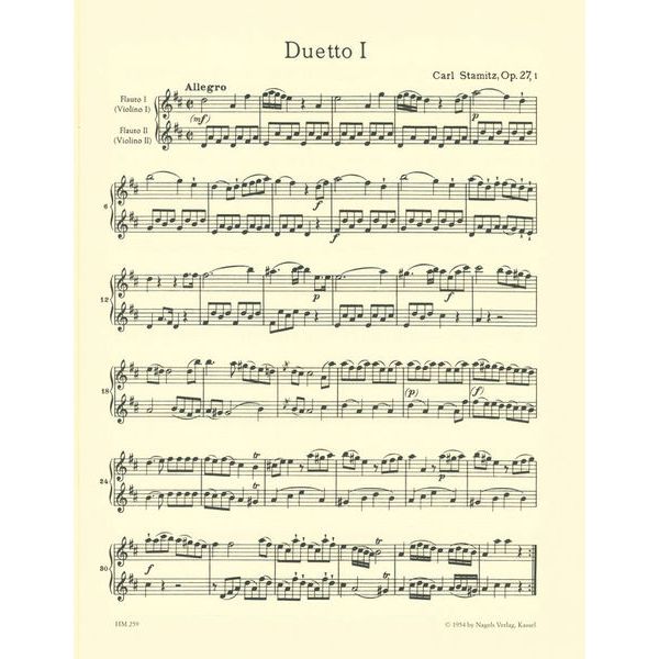 Brenreiter Stamitz Sechs Duette 1