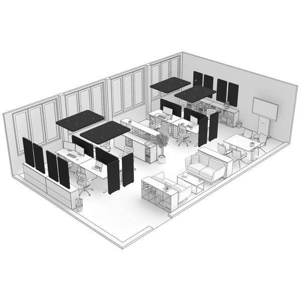 t.akustik Office Set Open Plan 8 BK