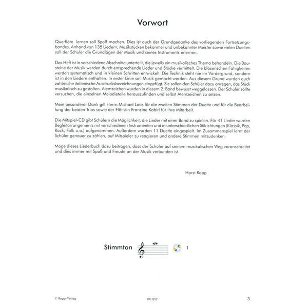 Horst Rapp Verlag Querflöte Lernen mit Spa 2