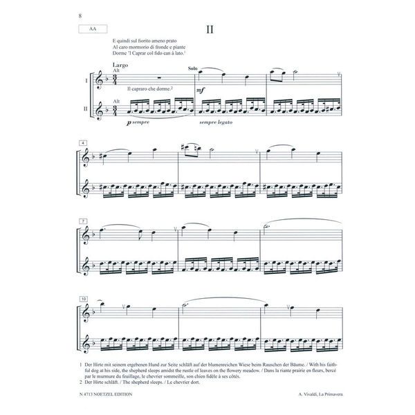 Heinrichshofen Verlag Vivaldi Frühling 2 Blockflöten