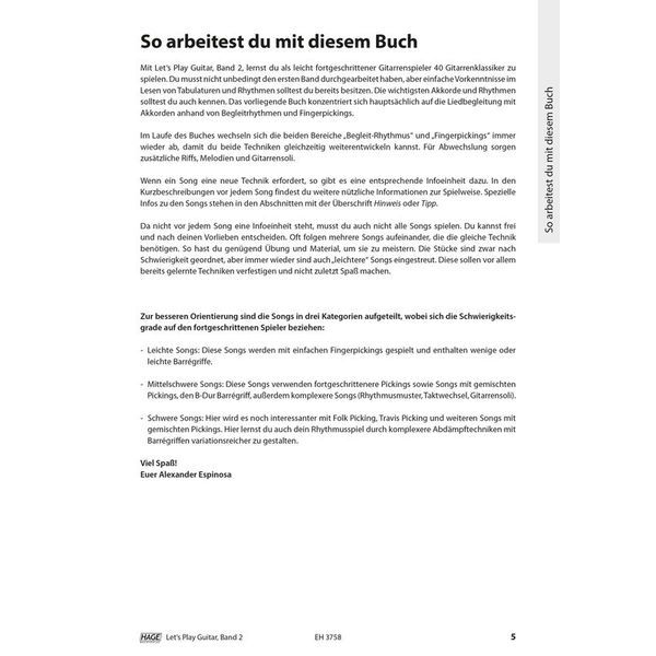 Hage Musikverlag Let's Play Guitar 2