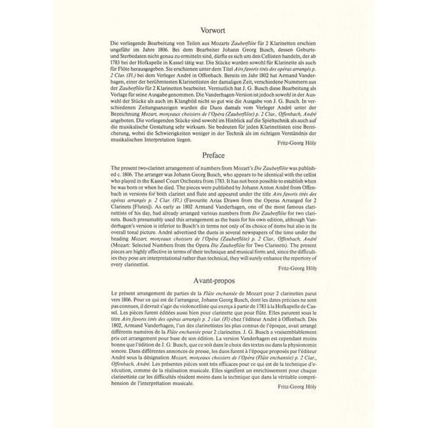 Schott Zauberflöte 2 Klarinetten