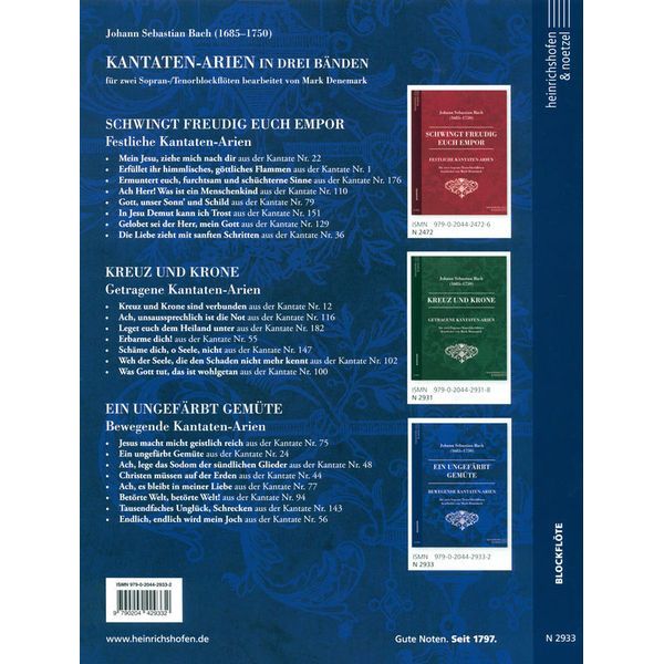 Heinrichshofen Verlag Bach Ein ungefrbt Gemüte