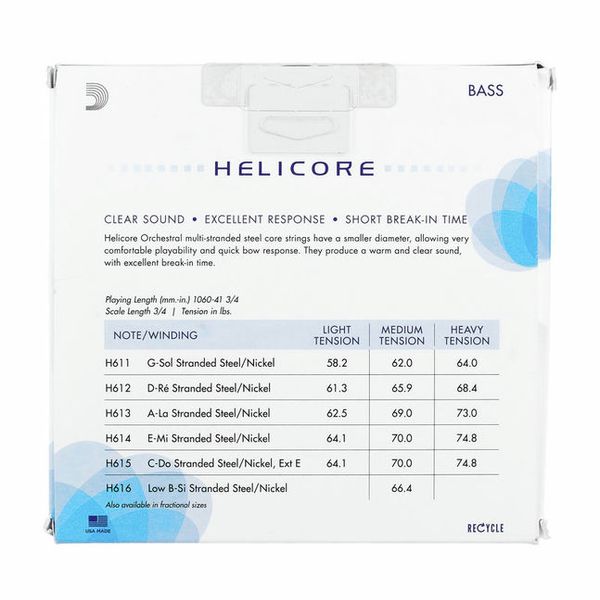 Daddario H610-3/4M Helicore Bass 3/4
