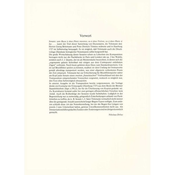 Schott Telemann 6 Sonaten Flute 1