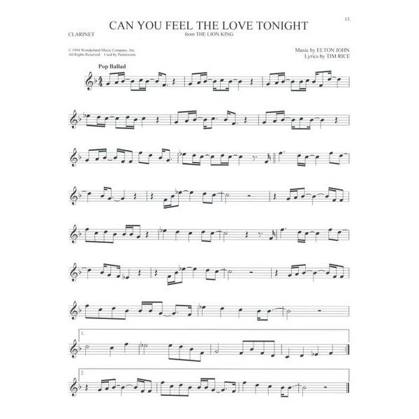 Hal Leonard 101 Disney Songs Clarinet