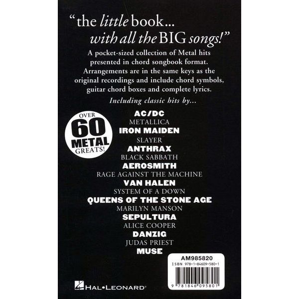 Wise Publications Little Black Book Metal Hits