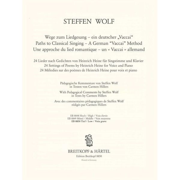 Breitkopf & Hrtel Wege zum Liedgesang Tief