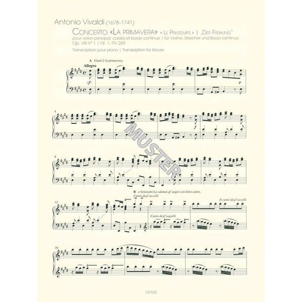 Ricordi Vivaldi Vier Jahreszeiten Pian