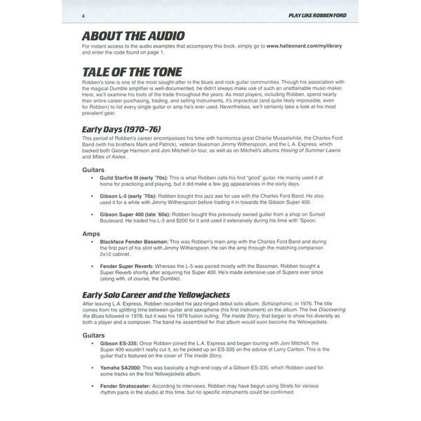 Hal Leonard Play Like Robben Ford