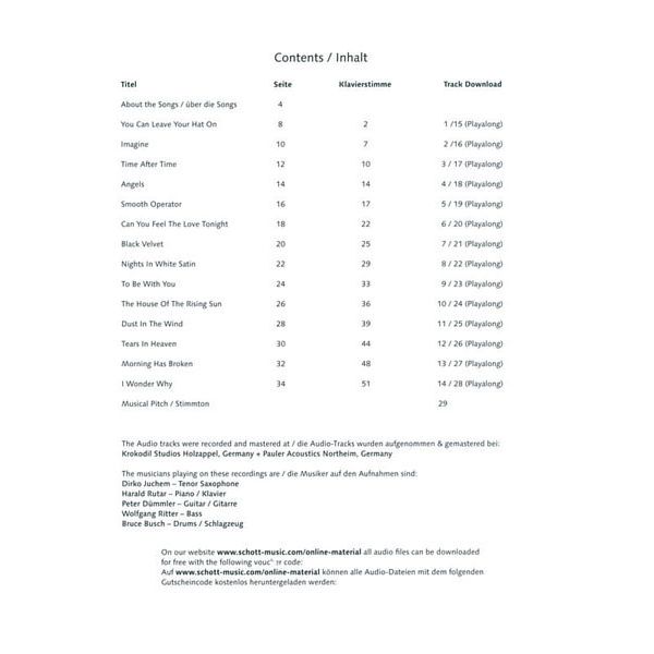 Schott Rock Ballads Tenor Saxophone