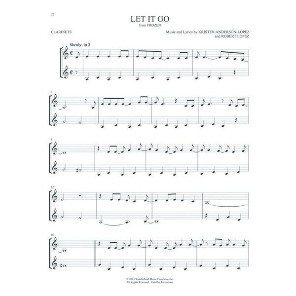 Hal Leonard Disney Songs For Two Clarinet