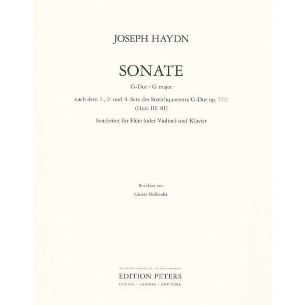 Edition Peters Haydn Flötensonate G-Dur