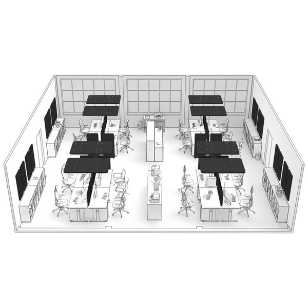 t.akustik Office Set Open Plan 16 BK