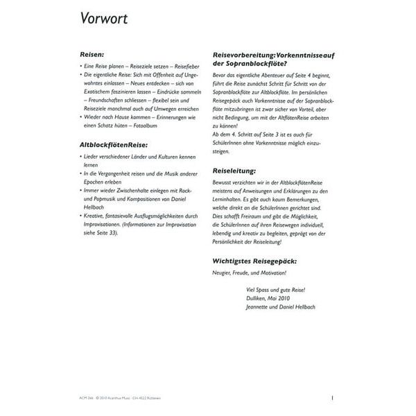 Acanthus Music AltblockflötenReise 1