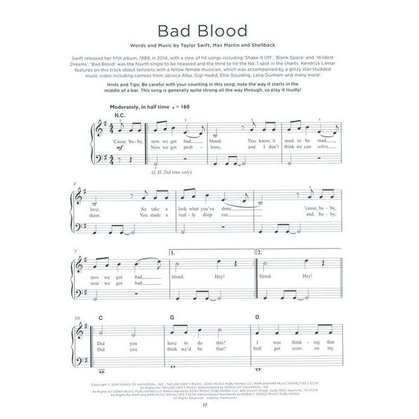 Hal Leonard Really Easy Piano Taylor Swift