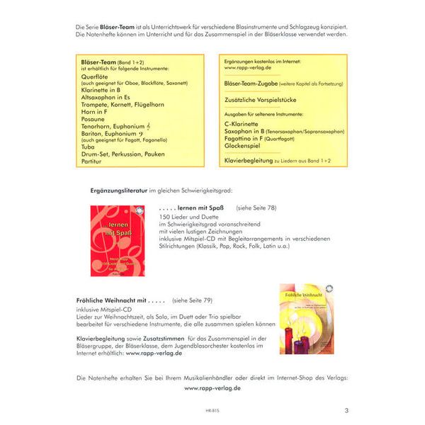 Horst Rapp Verlag Blser-Team 1 A-Sax