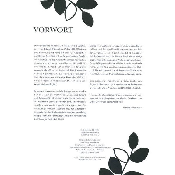 Schott Altblockflöten-Konzertbuch