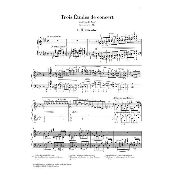 Henle Verlag Liszt Trois Etudes de Concert