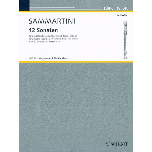 Schott Sammartini 12 Sonaten Heft 1