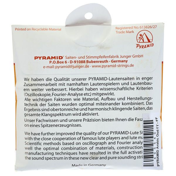 Pyramid Arabic Oud High Tuning g-wound