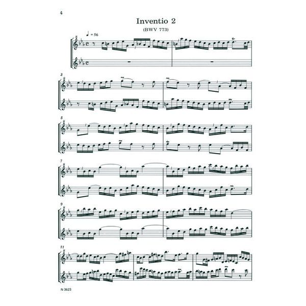 Heinrichshofen Verlag Bach 7 Inventionen Blockflöte