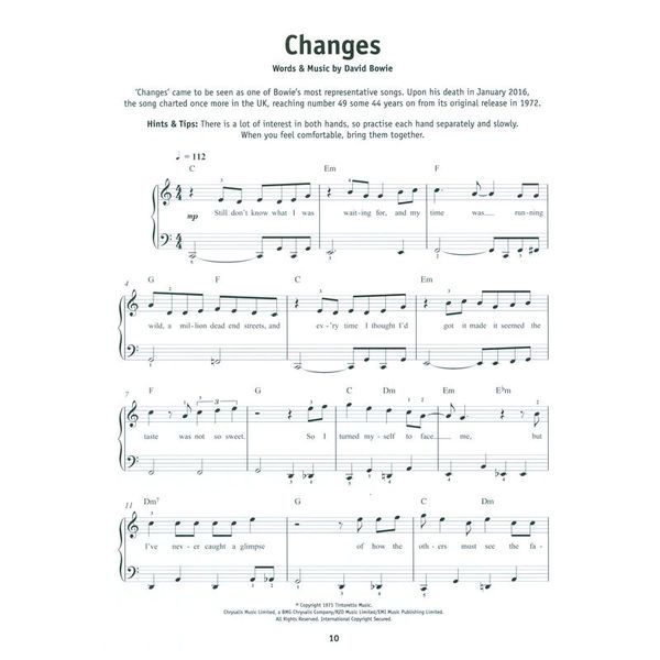 Wise Publications Really Easy Piano David Bowie