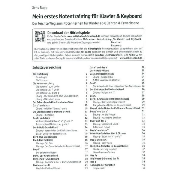 Artist Ahead Musikverlag Mein erstes Notentraining