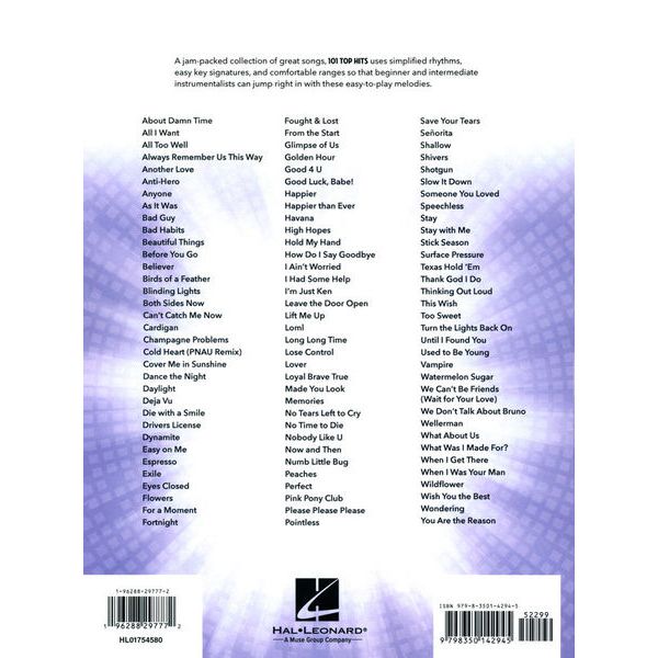 Hal Leonard 101 Top Hits for Trumpet