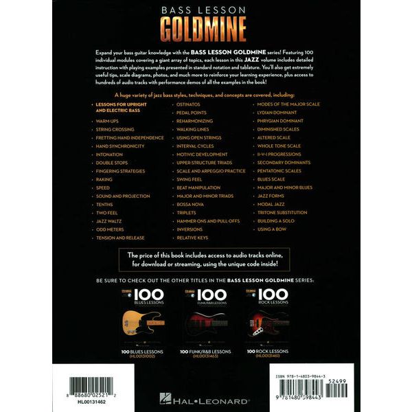 Hal Leonard 100 Jazz Lessons Bass