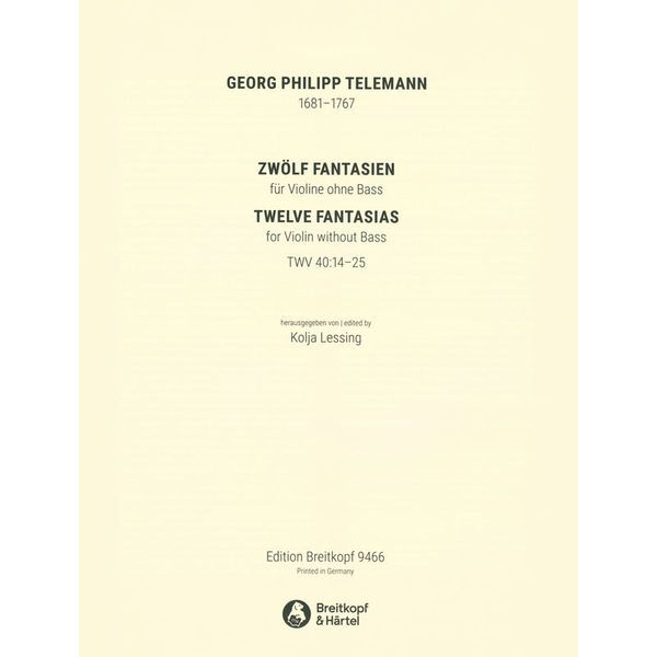 Breitkopf & Hrtel Telemann Zw&ouml;lf Fantasien