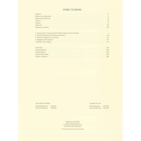 Breitkopf & Hrtel Mahler Symphonie Nr. 5