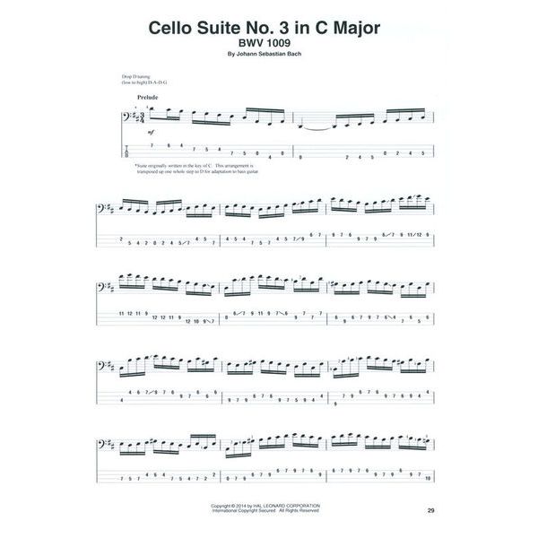 Hal Leonard Bach Cello Suites Bass Guitar