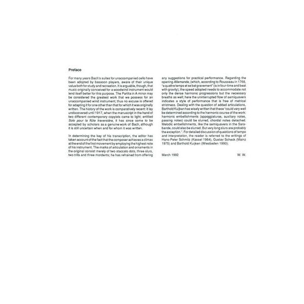 Universal Edition Bach Partita BWV 1013 Bassoon