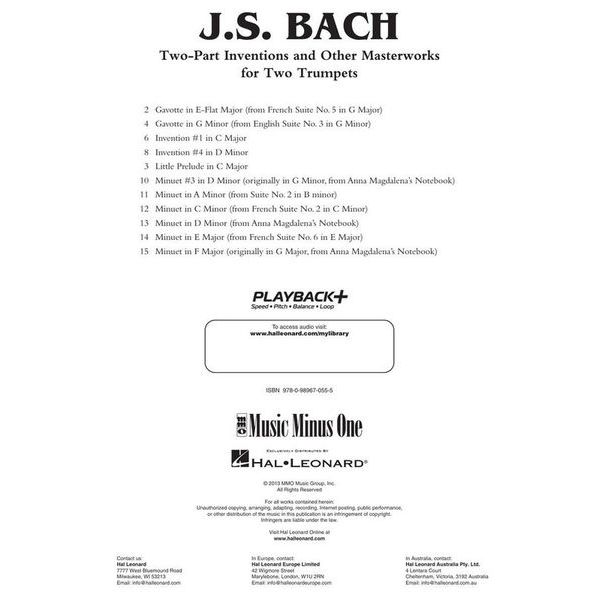 Music Minus One Bach Inventions Trumpet
