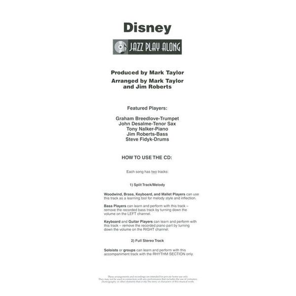 Hal Leonard Jazz Play-Along Disney Classic