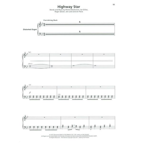 Hal Leonard Rock Keyboard / Organ Hits