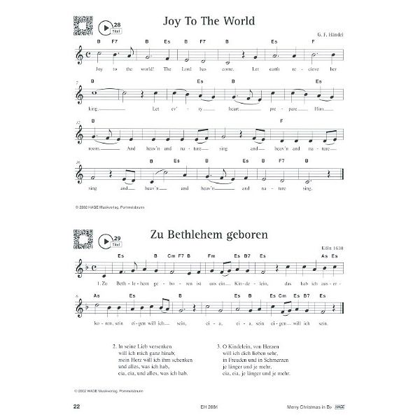 Hage Musikverlag Merry Christmas Bb