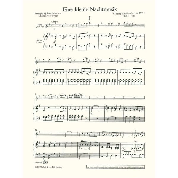 Schott Mozart Kleine Nachtmusik Flute