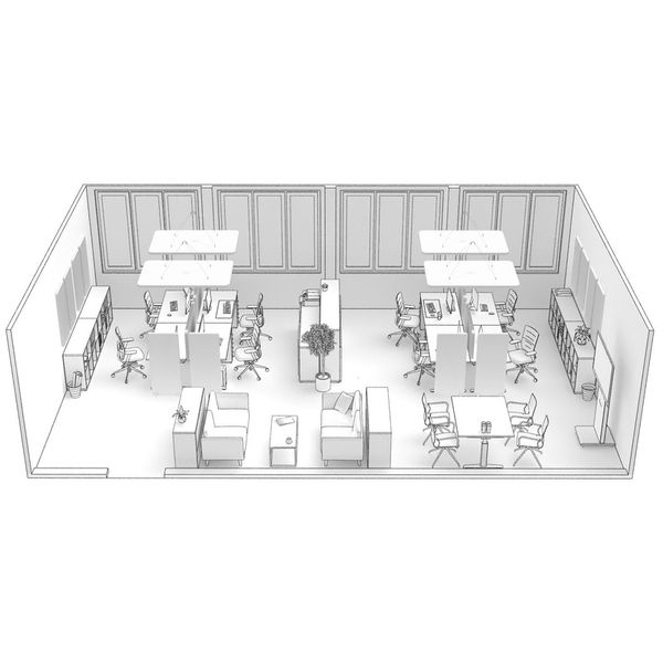 t.akustik Office Set Open Plan 8 WH