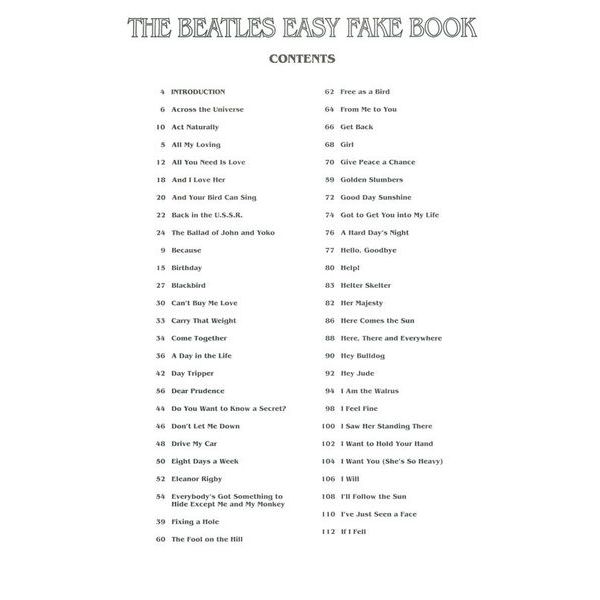 Hal Leonard The Beatles Easy Fake Book