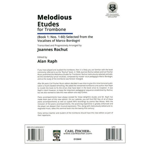 Carl Fischer Melodious Etudes for Trombone