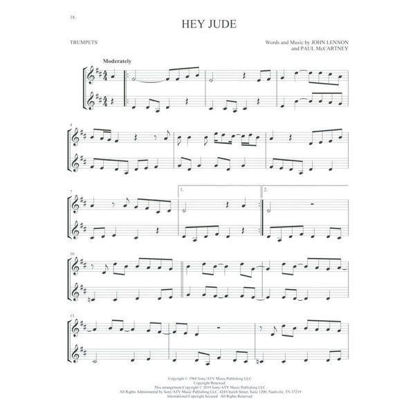 Hal Leonard The Beatles For Two Trumpets