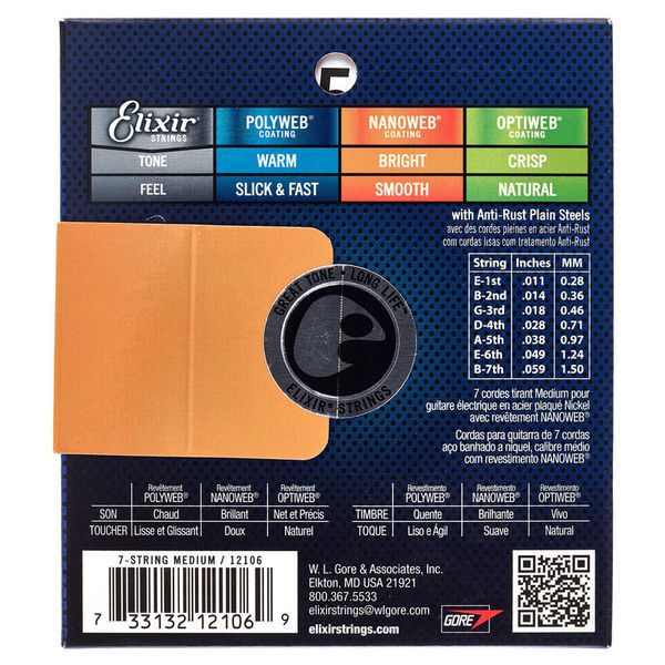 Elixir Nanoweb 12106 7-String Medium