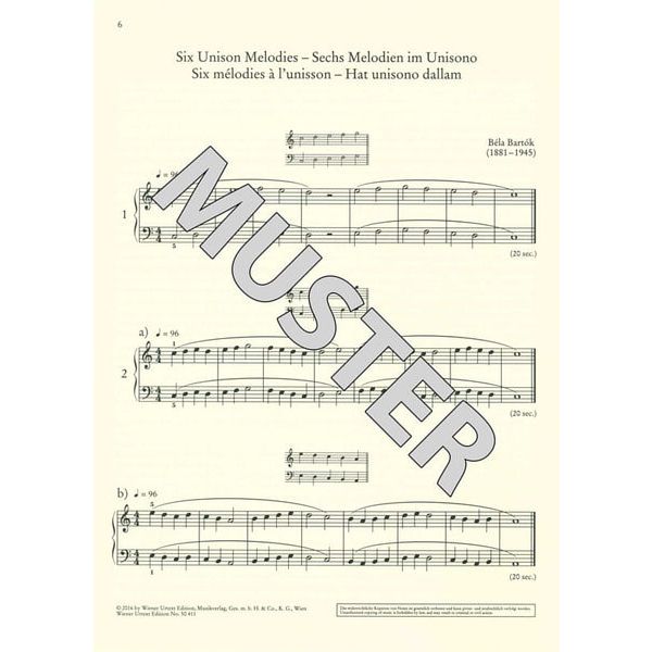 Wiener Urtext Edition Bartok Mikrokosmos 1