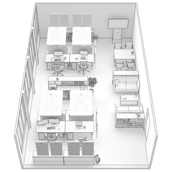 t.akustik Office Set Open Plan 8 WH